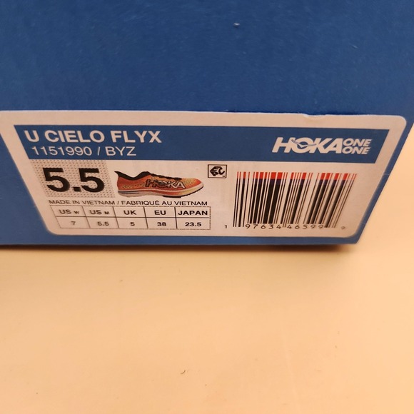 HOKA One One Cielo FlyX Shoes Size 7 W Yellow Orange‎ Track Spikes 1151990 - Picture 7 of 9
